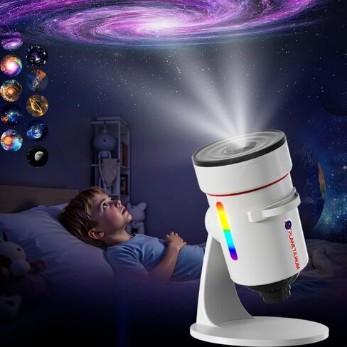 Galaxy Projector，Upgraded 4K HD Star Projector Lens, 10 Slides Image Planetarium BedRoom Lights，Ceiling Lights 360° Rotation 1/2/4Timer off &8 LED Color Night Light，Christmas Gifts for Teens in Kuwait