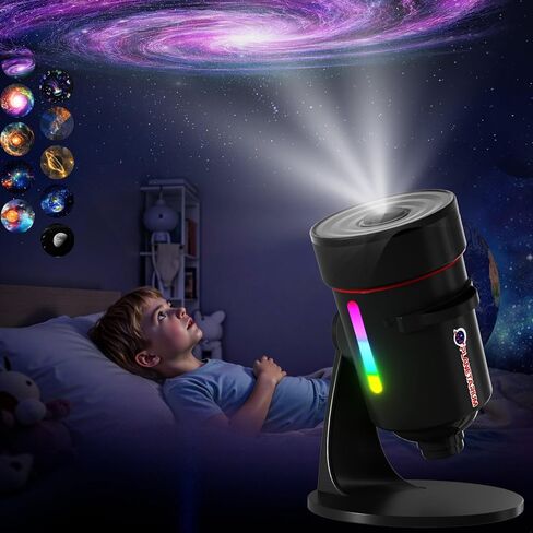 جهاز عرض Galaxy، عدسة جهاز عرض نجمة بدقة 4K HD مطورة، 10 شرائح صورة أضواء غرفة النوم القبة السماوية، أضواء سقف تدور 360 درجة، إيقاف مؤقت 1/2/4 و8 مصابيح LED ليلية ملونة، هدايا عيد الميلاد للمراهقين in Saudi Arabia