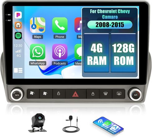 2+64G Android 13 Car Stereo for Chevrolet Chevy Camaro 2008-2015 Bluetooth Wireless Apple Carplay Android Auto Mirror Link,9" Touch Screen with GPS Navigation,FM/RDS,WiFi,SWC+ Backup Camera&MIC in Kuwait