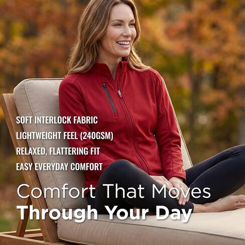 Antigua Women’s Generation Full Zip Jacket - Lightweight Stretch Interlock, Contoured Fit, Zippered Chest Pocket, Layering in Saudi Arabia