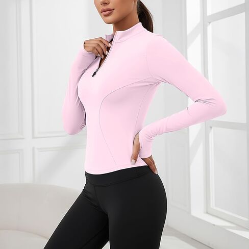 Coume 3 Pack Women Workout Jacket Slim Fit Cropped Jacket Quarter Zip Athletic Tops Thumb Hole for Running Gym Yoga in Saudi Arabia