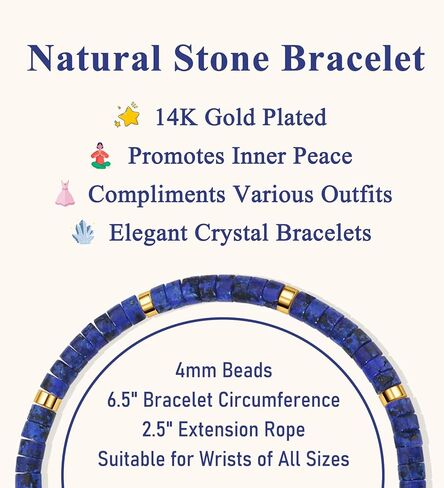 WAINIS 8Pcs Inspirational Gifts Bracelets for Women Natural Stone Crystal Healing Beaded Bracelets Adjustable Spiritual Protective Stones Beads Bracelets for Women Friends Sister in Kuwait