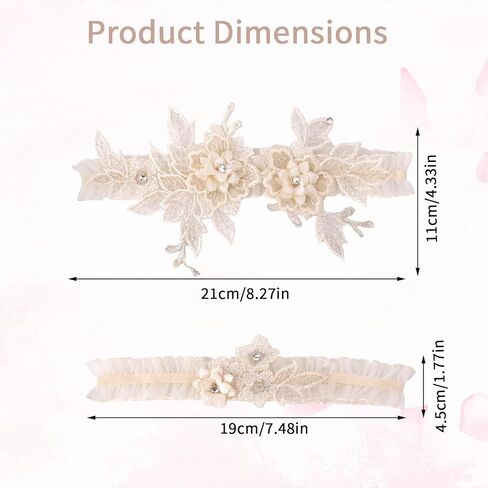 2pcs Garters for Bride, Lace Bridal Garter Floral Lace Leg Belt Stylish Wedding Accessories for Women in Saudi Arabia