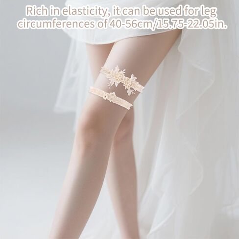 2pcs Garters for Bride, Lace Bridal Garter Floral Lace Leg Belt Stylish Wedding Accessories for Women in Saudi Arabia