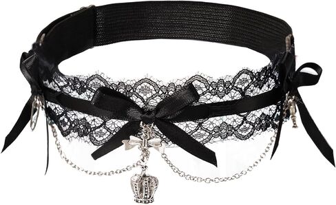 Black Lace Garters for Women, Adjustable Black Red Elastic Gothic Thigh Garters for Cosplay, Bridal, Party Wear in Saudi Arabia
