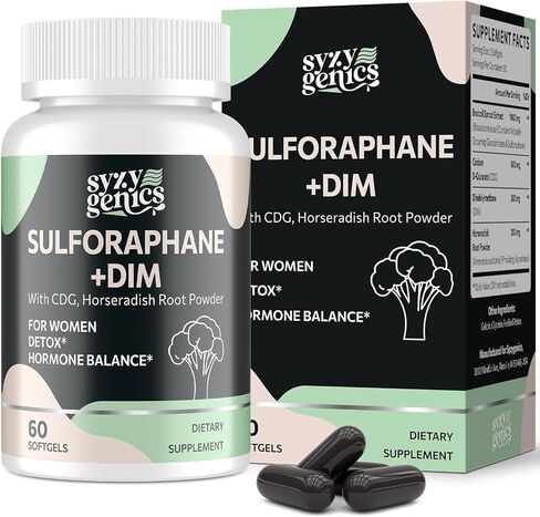 Sulforaphane Supplement from Broccoli Sprouts, DIM and CDG Triple Blend, Natural Enzyme Myrosinase for High Sulforaphane, Broccoli Supplement for Detox, Antioxidant and Balance, 60 Vegan Softgels in Saudi Arabia