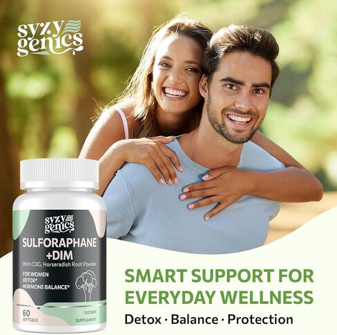 Sulforaphane Supplement from Broccoli Sprouts, DIM and CDG Triple Blend, Natural Enzyme Myrosinase for High Sulforaphane, Broccoli Supplement for Detox, Antioxidant and Balance, 60 Vegan Softgels in Saudi Arabia