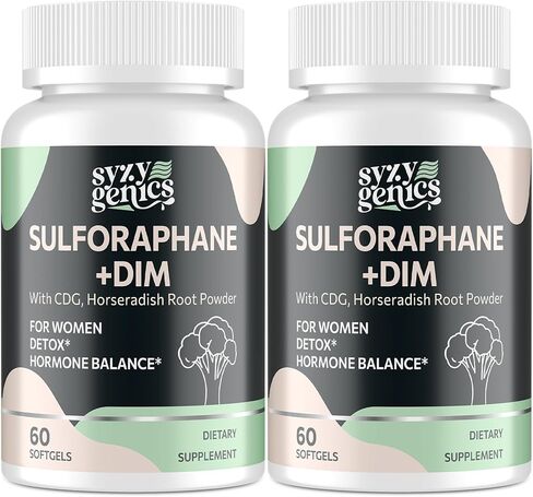 Sulforaphane Supplement from Broccoli Sprouts, DIM and CDG Triple Blend, Natural Enzyme Myrosinase for High Sulforaphane, Broccoli Supplement for Detox, Antioxidant and Balance, 60 Vegan Softgels in Saudi Arabia