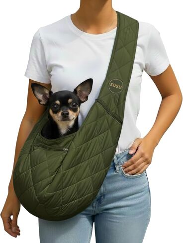 Cat Sling and Small Dog Carrier, Hands-Free, Versatile Carrying Option Small Dog Sling, Size and Shoulder Strap Adjustable Puppy Carrier, Plush Soft Fabric, Safety Belt. (Camel Brown) in Saudi Arabia
