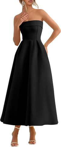 PRETTYGARDEN Cocktail Dresses for Women 2026 Summer Formal Elegant Tube Top Strapless Spring Wedding Guest Party Midi Dress in Saudi Arabia