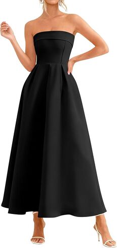 PRETTYGARDEN Cocktail Dresses for Women 2026 Summer Formal Elegant Tube Top Strapless Spring Wedding Guest Party Midi Dress in Saudi Arabia