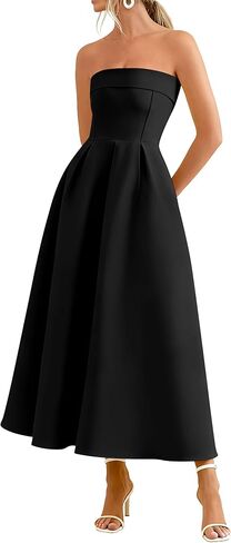 PRETTYGARDEN Cocktail Dresses for Women 2026 Summer Formal Elegant Tube Top Strapless Spring Wedding Guest Party Midi Dress in Saudi Arabia