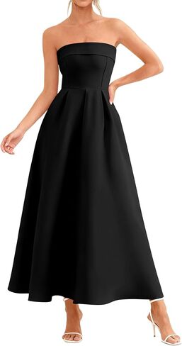 PRETTYGARDEN Cocktail Dresses for Women 2026 Summer Formal Elegant Tube Top Strapless Spring Wedding Guest Party Midi Dress in Saudi Arabia