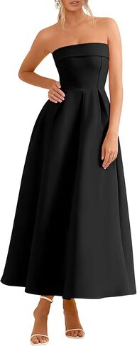 PRETTYGARDEN Cocktail Dresses for Women 2026 Summer Formal Elegant Tube Top Strapless Spring Wedding Guest Party Midi Dress in Saudi Arabia