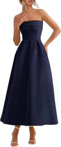 PRETTYGARDEN Cocktail Dresses for Women 2026 Summer Formal Elegant Tube Top Strapless Spring Wedding Guest Party Midi Dress in Saudi Arabia