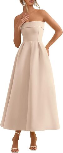 PRETTYGARDEN Cocktail Dresses for Women 2026 Summer Formal Elegant Tube Top Strapless Spring Wedding Guest Party Midi Dress in Saudi Arabia