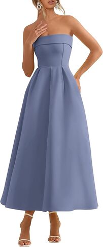 PRETTYGARDEN Cocktail Dresses for Women 2026 Summer Formal Elegant Tube Top Strapless Spring Wedding Guest Party Midi Dress in Saudi Arabia