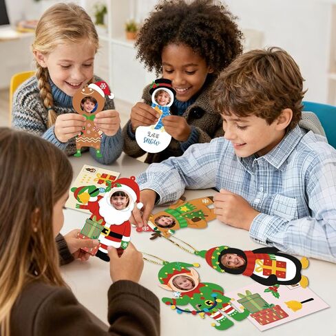 28 Pack Christmas Picture Frame Craft Kit for Kids, Christmas Character DIY Photo Frame Paper Crafts Gingerbread Snowman Hanging Ornaments for Xmas Tree Winter Holiday Art Home Classroom Activities in Saudi Arabia