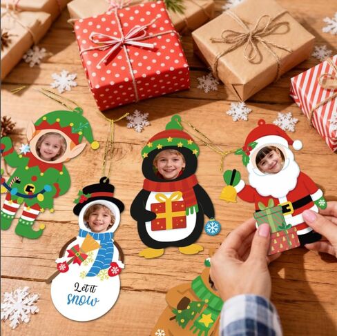 28 Pack Christmas Picture Frame Craft Kit for Kids, Christmas Character DIY Photo Frame Paper Crafts Gingerbread Snowman Hanging Ornaments for Xmas Tree Winter Holiday Art Home Classroom Activities in Saudi Arabia