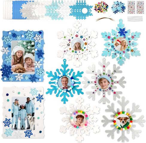 28 Pack Christmas Picture Frame Craft Kit for Kids, Christmas Character DIY Photo Frame Paper Crafts Gingerbread Snowman Hanging Ornaments for Xmas Tree Winter Holiday Art Home Classroom Activities in Saudi Arabia