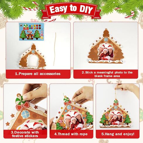 28 حزمة عيد الميلاد إطار الصورة الحرفية عدة للأطفال، عيد الميلاد DIY الزنجبيل رجل منزل إطارات الصور ورقة الحرف عيد الميلاد شنقا الحلي لشجرة عيد الميلاد عطلة الشتاء ديكور فئة الفن لعبة الأنشطة in Saudi Arabia