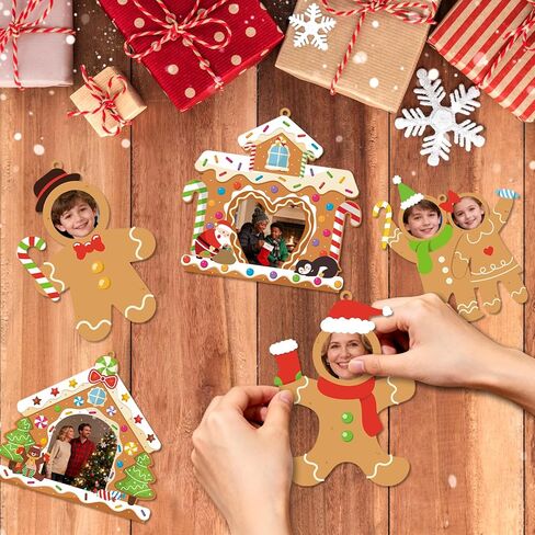 28 حزمة عيد الميلاد إطار الصورة الحرفية عدة للأطفال، عيد الميلاد DIY الزنجبيل رجل منزل إطارات الصور ورقة الحرف عيد الميلاد شنقا الحلي لشجرة عيد الميلاد عطلة الشتاء ديكور فئة الفن لعبة الأنشطة in Saudi Arabia