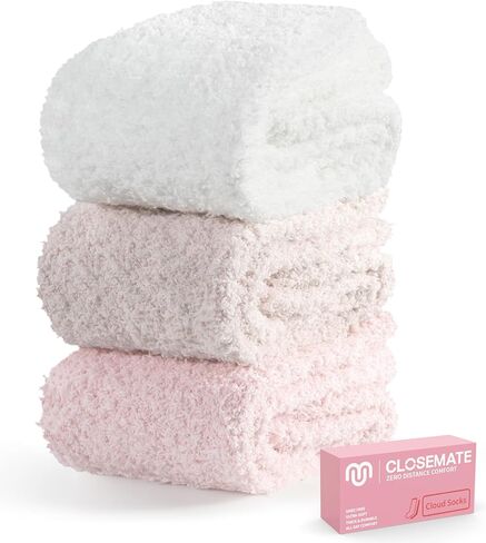 CLOSEMATE Warm & Cozy Fuzzy Socks Gifts for Women Soft Coral Fluffy Sleeping Slipper Socks in Saudi Arabia