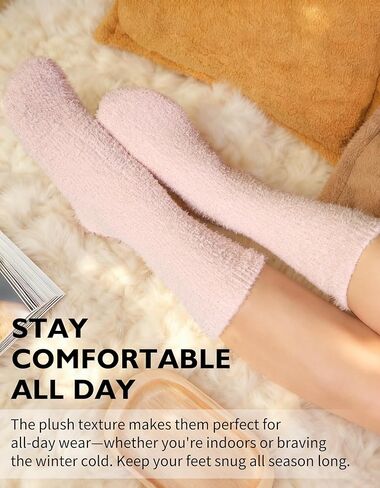 CLOSEMATE Warm & Cozy Fuzzy Socks Gifts for Women Soft Coral Fluffy Sleeping Slipper Socks in Saudi Arabia