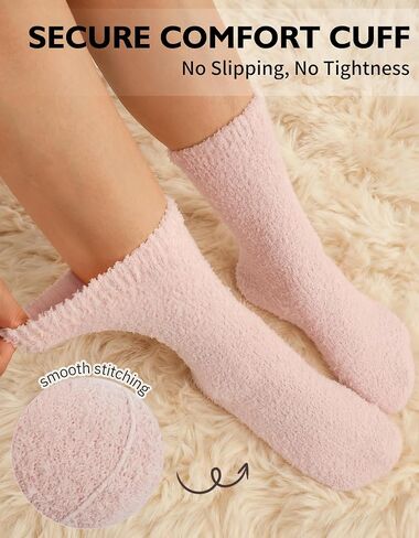 CLOSEMATE Warm & Cozy Fuzzy Socks Gifts for Women Soft Coral Fluffy Sleeping Slipper Socks in Saudi Arabia