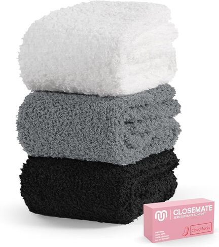 CLOSEMATE Warm & Cozy Fuzzy Socks Gifts for Women Soft Coral Fluffy Sleeping Slipper Socks in Saudi Arabia