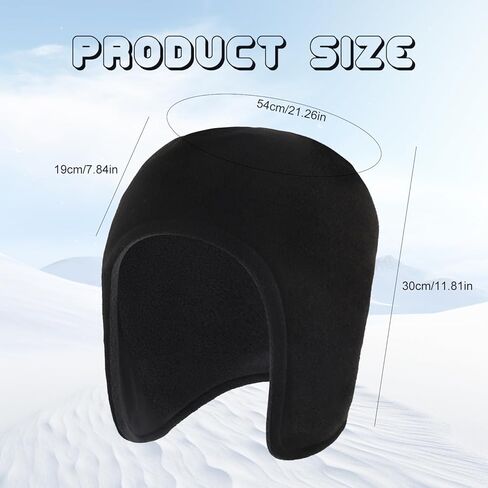 Black Outdoor Cycling Thermal Hat, Windproof Fleece Ear Flap Winter Cap for Cold Weather in Saudi Arabia