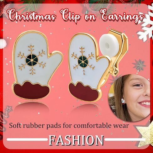 12 Pairs عيد الميلاد كليب على أقراط لطيف ثلج شجرة موس قفازات أجراس الجوارب سانتا احتفالي عطلة طقم من الحلقان in Kuwait