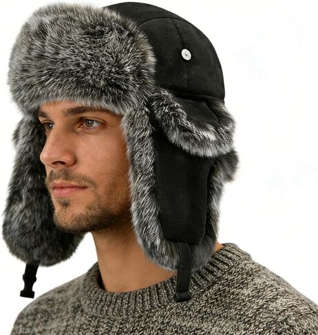 الشتاء جندي الصياد قبعة فو الفراء الروسية القوزاق Ushanka قبعة مع سماعات الأذن غامض الصيد تزلج الثلوج قبعة للجنسين in Kuwait