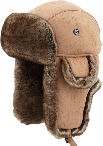 Unisex Suede Aviator Trapper Trooper Pilot Ski Hat Windproof Faux Fur Earflap Cap in Saudi Arabia