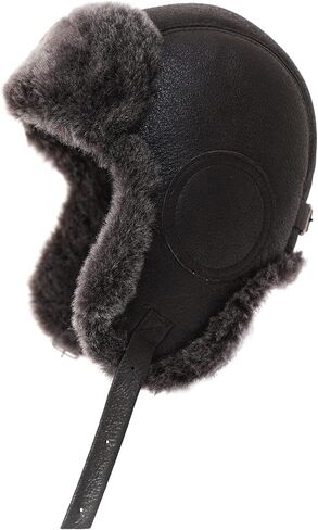 قبعة Mumcu's للرجال من جلد الغنم الطيار الروسي Ushanka الطيار الطيران الفراء الأذن رفرف خوذة قبعة in Kuwait