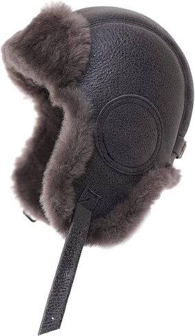 قبعة Mumcu's للرجال من جلد الغنم الطيار الروسي Ushanka الطيار الطيران الفراء الأذن رفرف خوذة قبعة in Kuwait