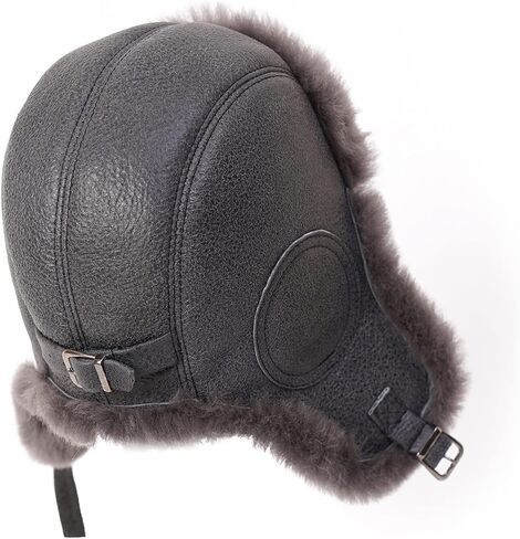 قبعة Mumcu's للرجال من جلد الغنم الطيار الروسي Ushanka الطيار الطيران الفراء الأذن رفرف خوذة قبعة in Kuwait