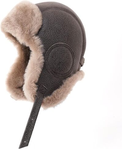 قبعة Mumcu's للرجال من جلد الغنم الطيار الروسي Ushanka الطيار الطيران الفراء الأذن رفرف خوذة قبعة in Kuwait