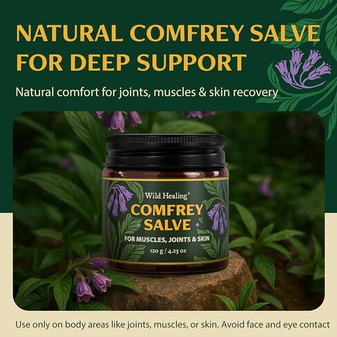 مرهم السنفيتون البري - بلسم عشبي مركّز مع زهرة الأرنيكا والمغنيسيوم وميثيل سلفونيل ميثان - كريم نباتي مهدئ للمفاصل والعضلات والبشرة الجافة - 4.23 أونصة in Kuwait