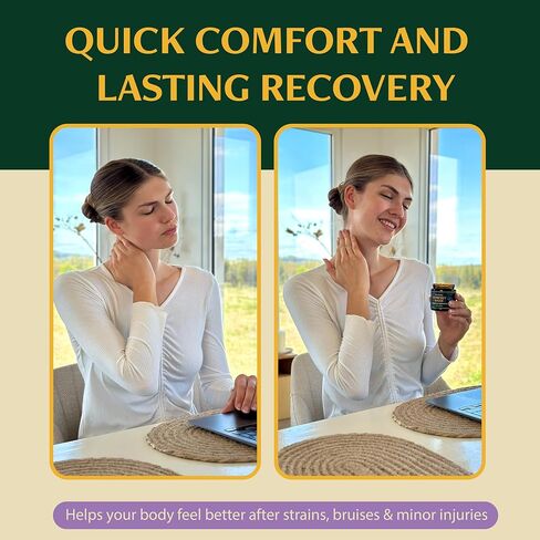 مرهم السنفيتون البري - بلسم عشبي مركّز مع زهرة الأرنيكا والمغنيسيوم وميثيل سلفونيل ميثان - كريم نباتي مهدئ للمفاصل والعضلات والبشرة الجافة - 4.23 أونصة in Kuwait