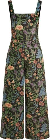 CIDER Jumpsuits For Women Floral Square Neck Corduroy Straight Leg Trousers Mid Waist Pocket Long Jumpsuit in Saudi Arabia