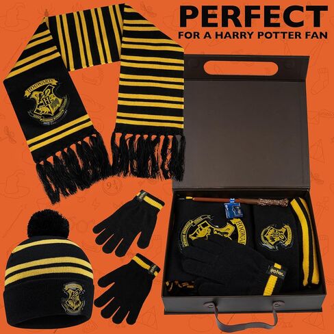 Harry Potter Gifts Winter Set 4 pc, Scarf, Beanie Hat, Gloves, Wand Pen for Girls Boys, Hogwarts Christmas Secret Santa Gifts in Saudi Arabia