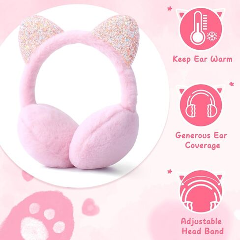 6 Pcs Winter Earmuffs Scarfs Gloves Set for Kids Include 2 Pcs Warm Ear Muffs 2 Scarfs and 2 Pairs Gloves for Kids Girls Winter Warm Outdoor, Pink and Purple in Saudi Arabia
