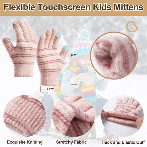 Kids Winter Hat Gloves Scarf Socks Set 4Pcs, Toddler Pom Beanie Warm Knit Scarf Fleece Mittens Socks for Girls Boys Aged 3-8 in Saudi Arabia