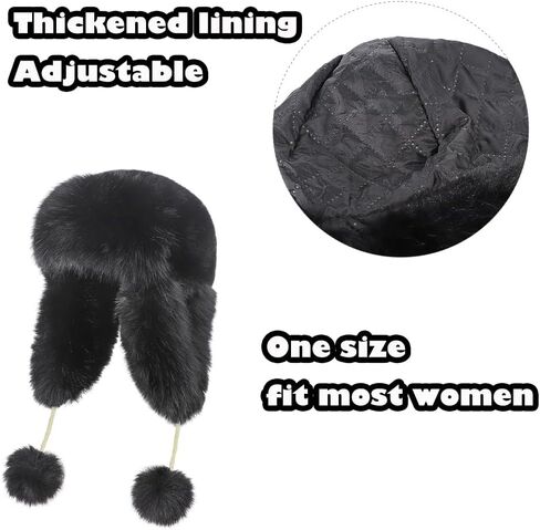 Women Faux Fur Trapper Hat with Pompoms Warm Classic Ear Flaps Hat Fuzzy Bobble Cap Warm Outdoor Ski Snow Cap in Saudi Arabia
