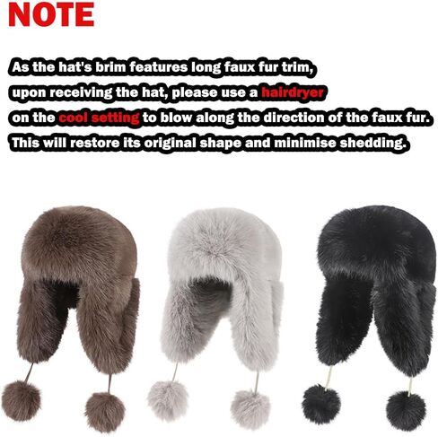 Women Faux Fur Trapper Hat with Pompoms Warm Classic Ear Flaps Hat Fuzzy Bobble Cap Warm Outdoor Ski Snow Cap in Saudi Arabia