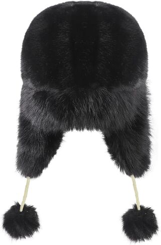 Women Faux Fur Trapper Hat with Pompoms Warm Classic Ear Flaps Hat Fuzzy Bobble Cap Warm Outdoor Ski Snow Cap in Saudi Arabia