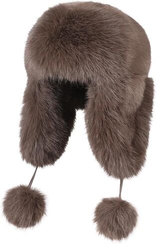 Women Faux Fur Trapper Hat with Pompoms Warm Classic Ear Flaps Hat Fuzzy Bobble Cap Warm Outdoor Ski Snow Cap in Saudi Arabia