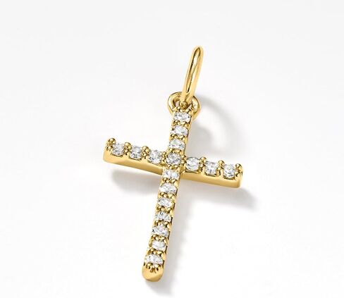 Pure Collection by Ross-Simons 0.10 ct. t.w. Diamond Cross Charm in 14kt Yellow Gold in Saudi Arabia