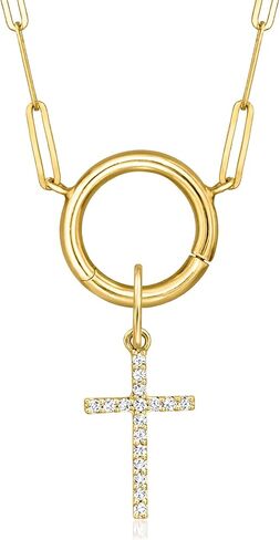 Pure Collection by Ross-Simons 0.10 ct. t.w. Diamond Cross Charm in 14kt Yellow Gold in Saudi Arabia